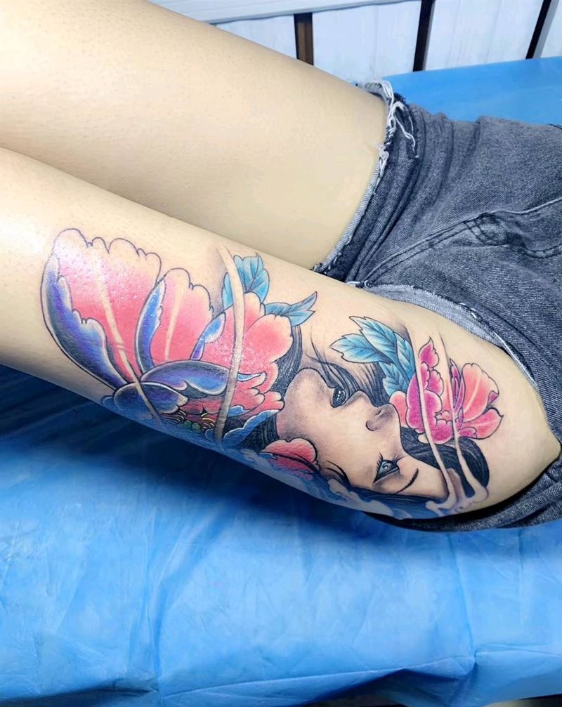 美女纹身图片_新传统纹身图案