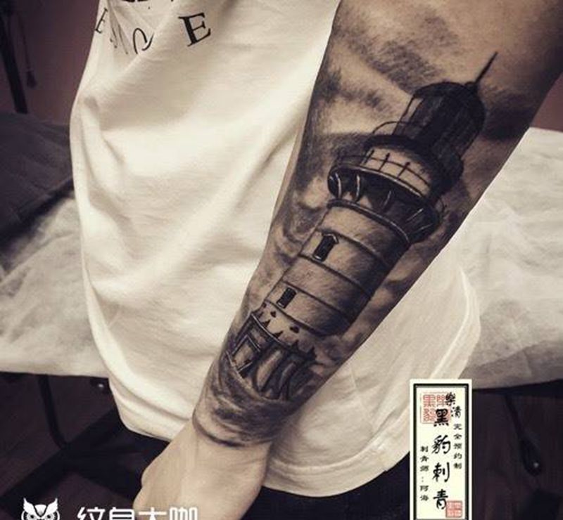 灯塔纹身图片