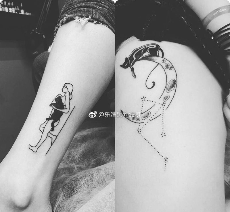 猫纹身图片_臀部腿部清新动物纹身图案