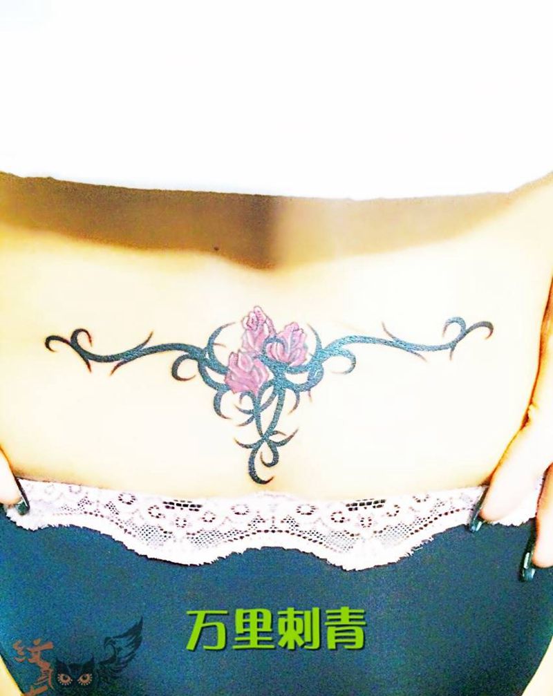 腰花纹身图片_成品腰部欧美静物纹身图案