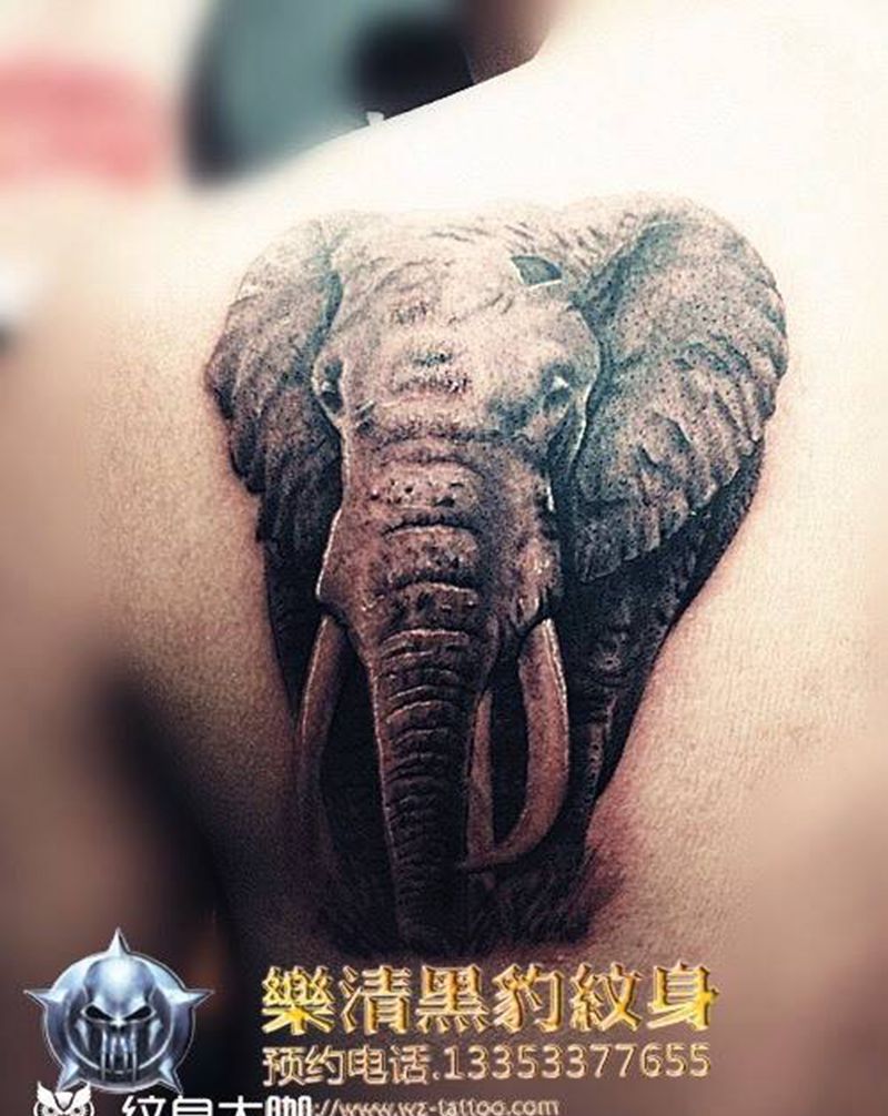 大象纹身图片_成品肩部传统动物背部腿部手臂腰部腹部臀部纹身图案