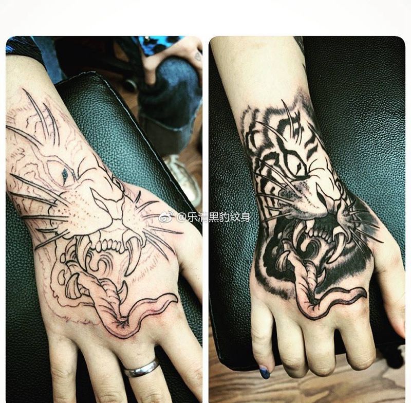 虎，后期上彩纹身图片