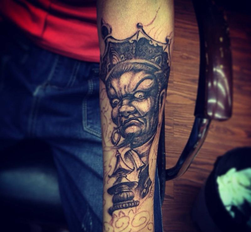 托塔天王半成品纹身图片