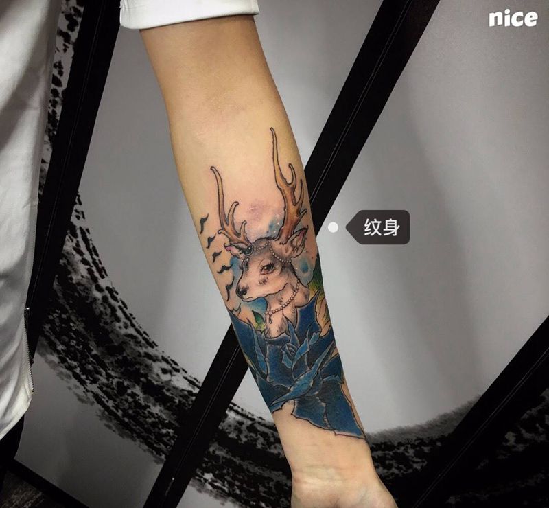 遮盖鹿纹身纹身图片