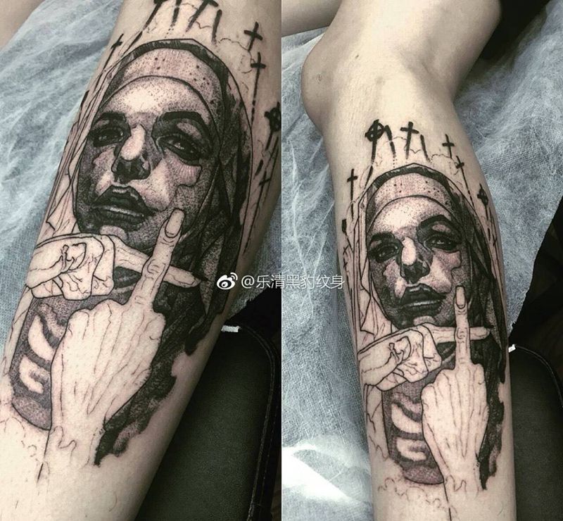 修女半成品纹身图片
