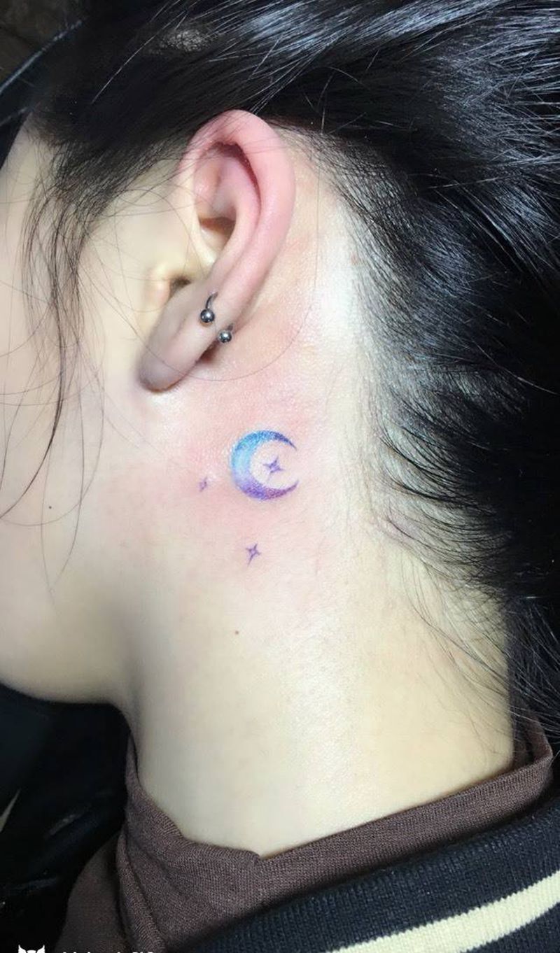 耳后小清新纹身图片