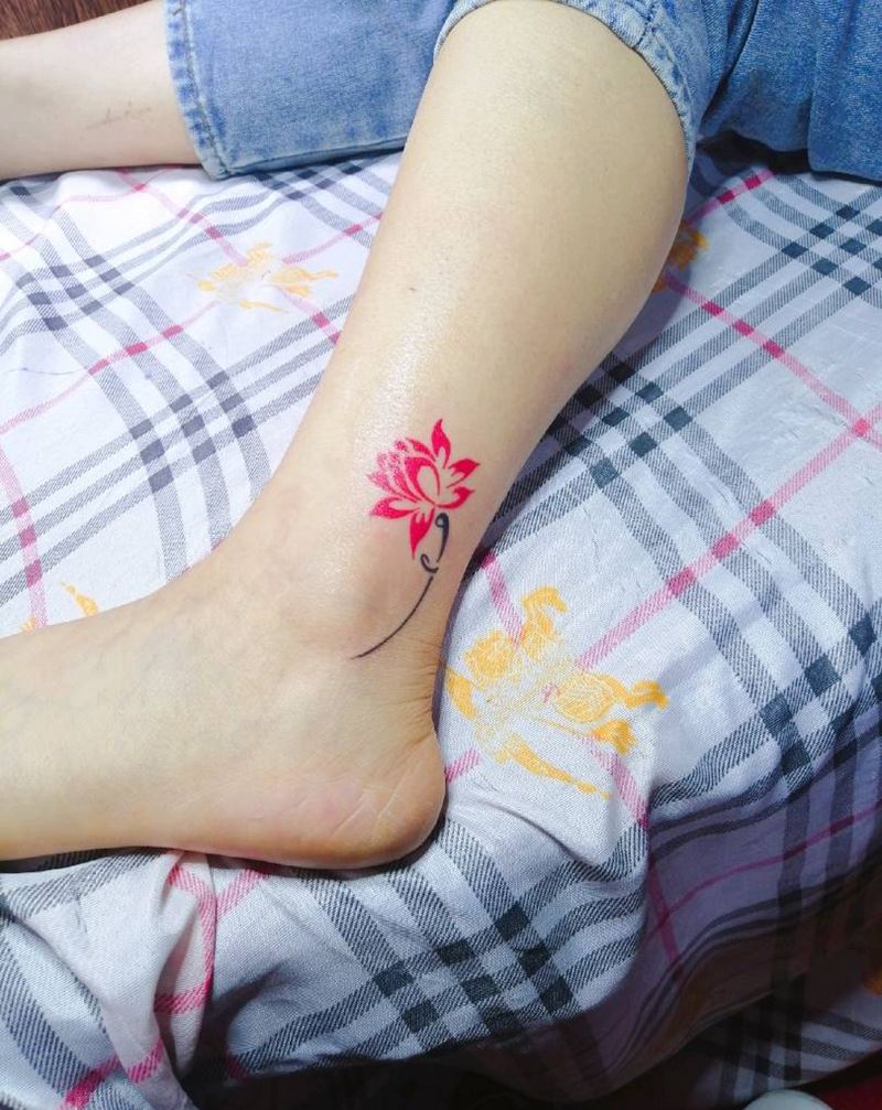 莲花纹身图片_脚部图腾纹身图案