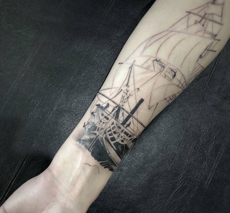 欧美作品纹身图片_成品手臂欧美静物字符几何原创纹身图案