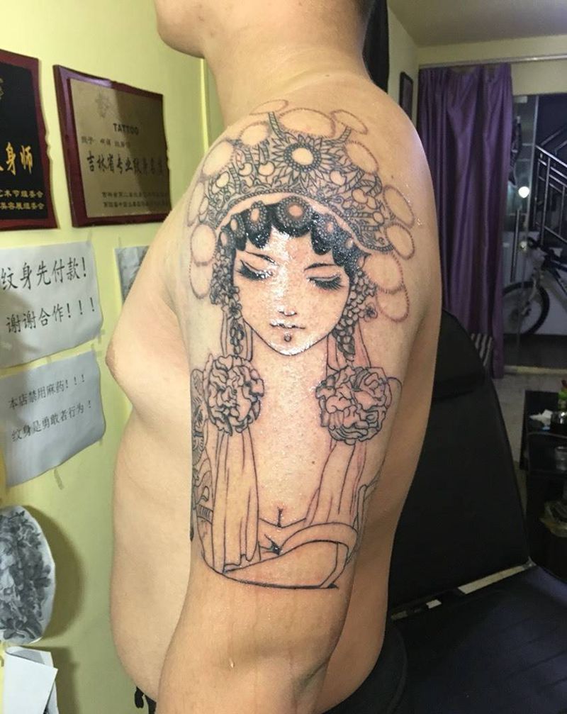 花旦线条未完成，待续纹身图片