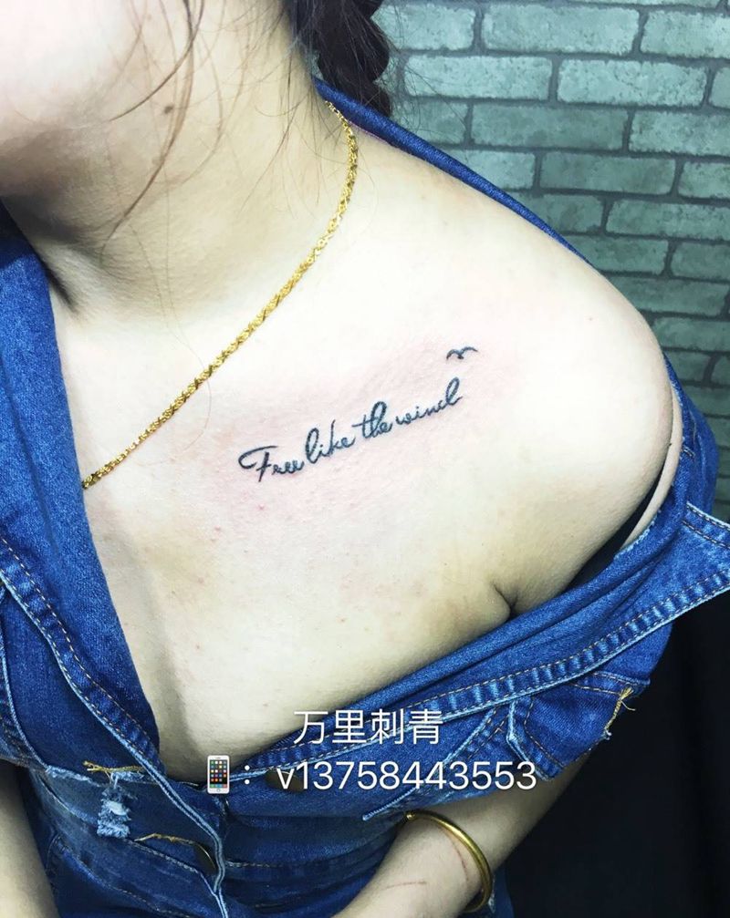 锁骨英文纹身图片