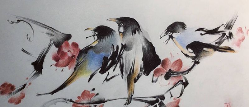 鸟纹身图片_手稿手臂手部胸部背部传统国画动物植物脚部纹身图案