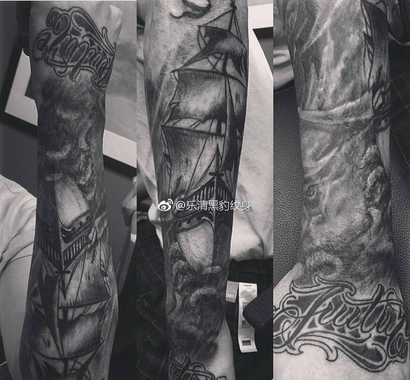 欧美花臂半成品纹身图片