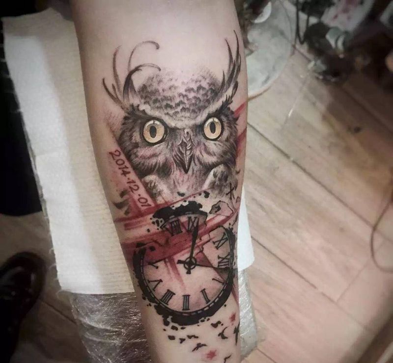 欧美，猫头鹰纹身图片