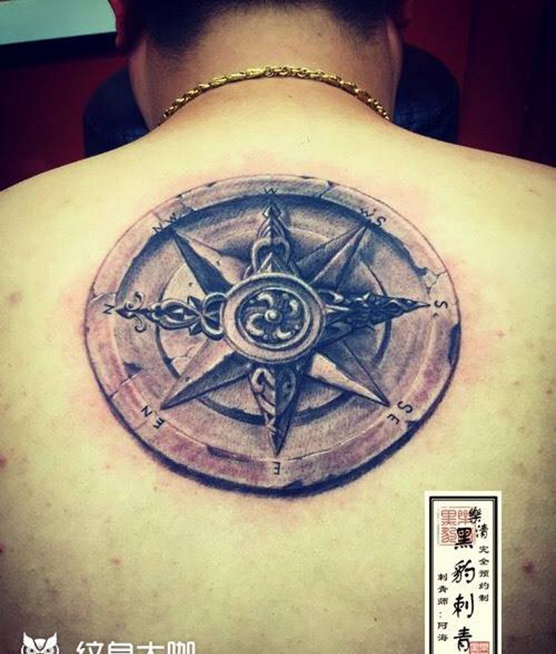 指南针纹身图片