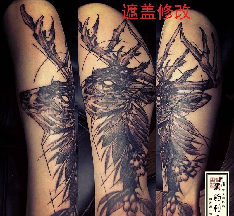 鹿头纹身图片