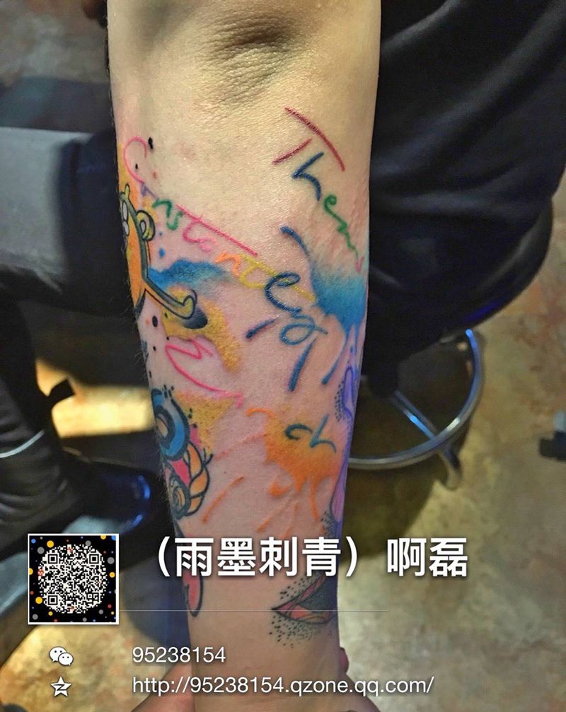 拼接花臂纹身图片