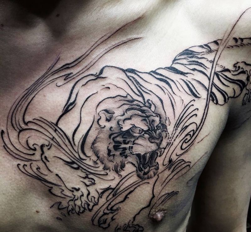 未完成的小老虎纹身图片