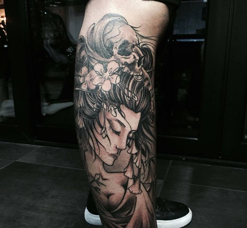 艺妓纹身作品纹身图片