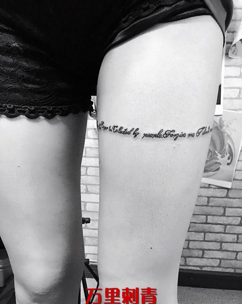 大腿根英文360度纹身图片