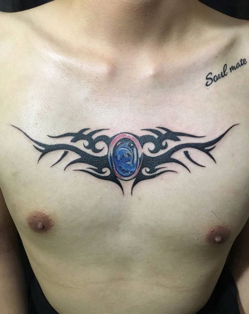 胸花图腾纹身图片