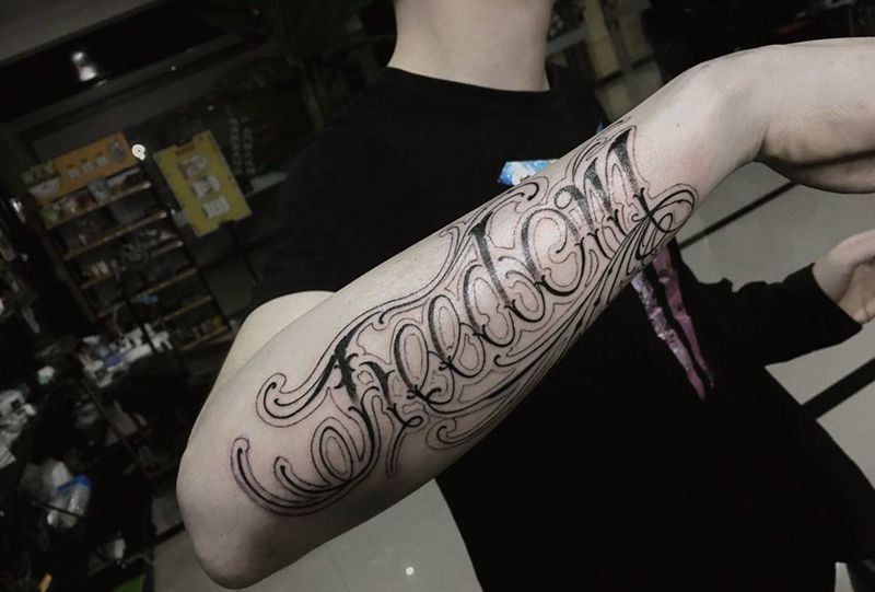 奇卡诺纹身图片_成品手臂清新欧美字符纹身图案