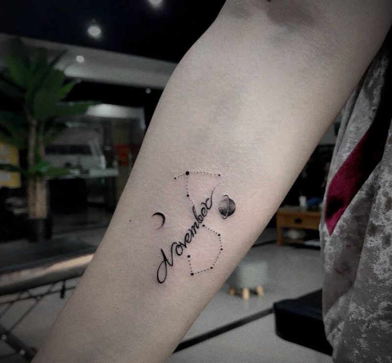 星座，字母纹身图片_成品手臂清新字符纹身图案