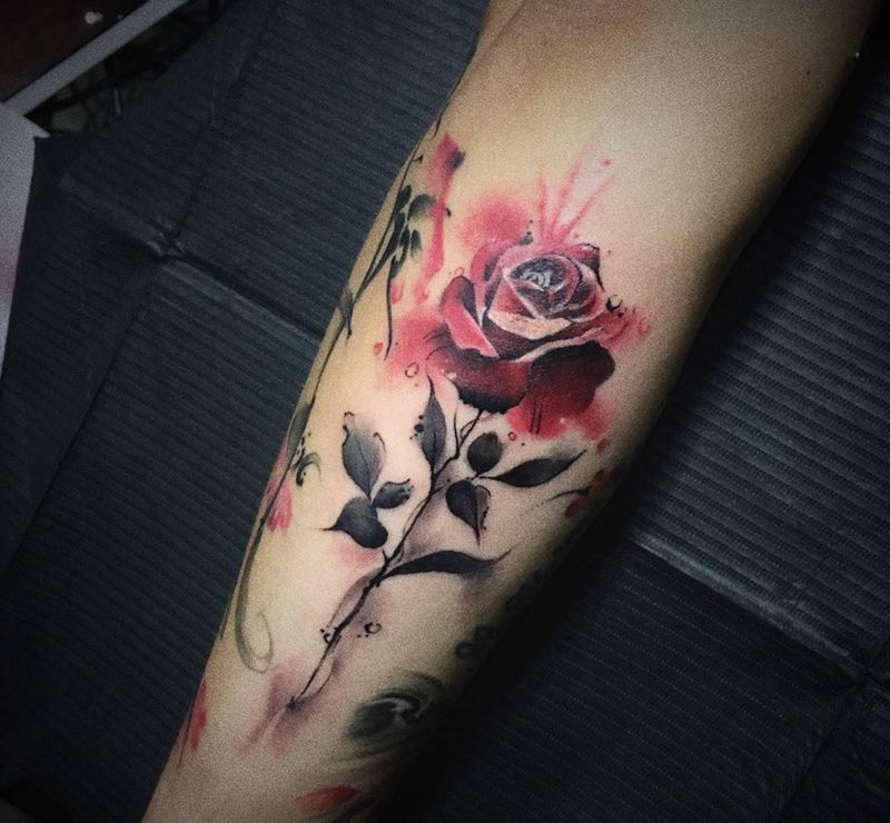 水彩风格纹身图片