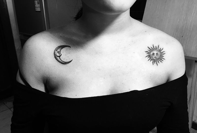 锁骨小清新纹身图片