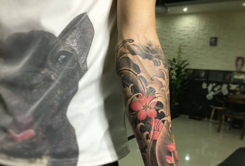 花纹身图片_手臂成品传统静物几何字符宗教原创纹身图案