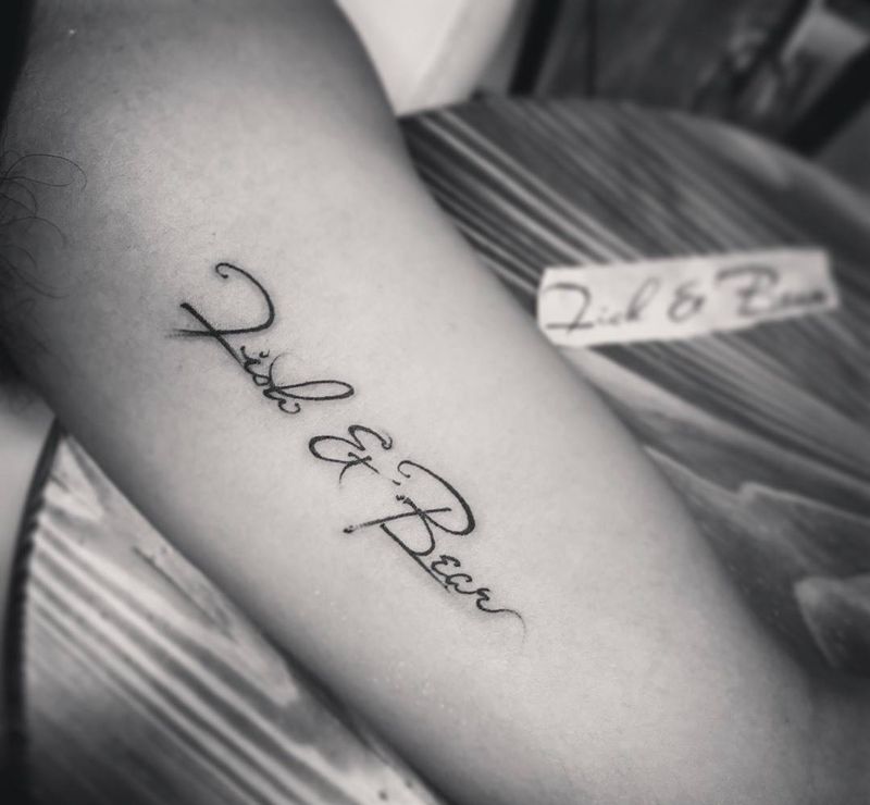 飘纹身图片_成品手臂清新字符纹身图案