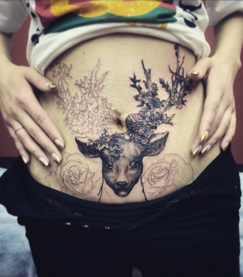 壬辰纹遮盖半成品纹身图片