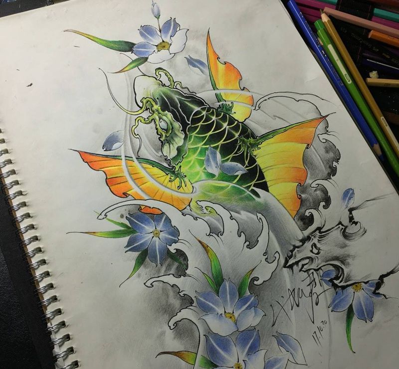 继续纹身图片_手稿手臂腹部传统动物纹身图案