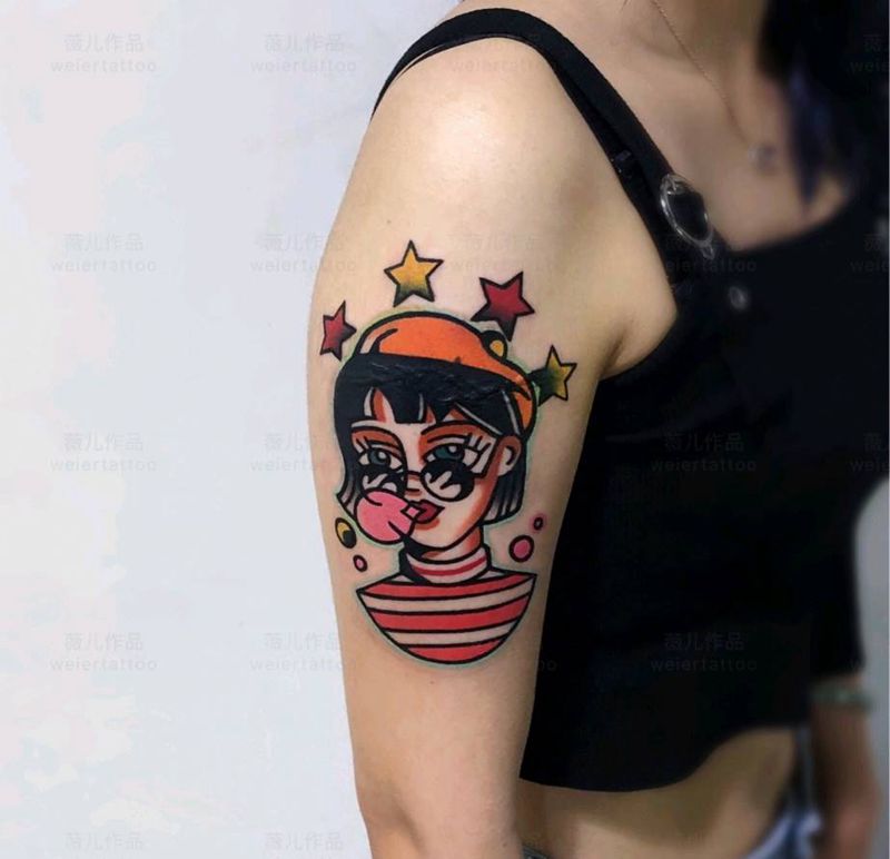 老纹身遮盖纹身图片_手臂Old School纹身图案