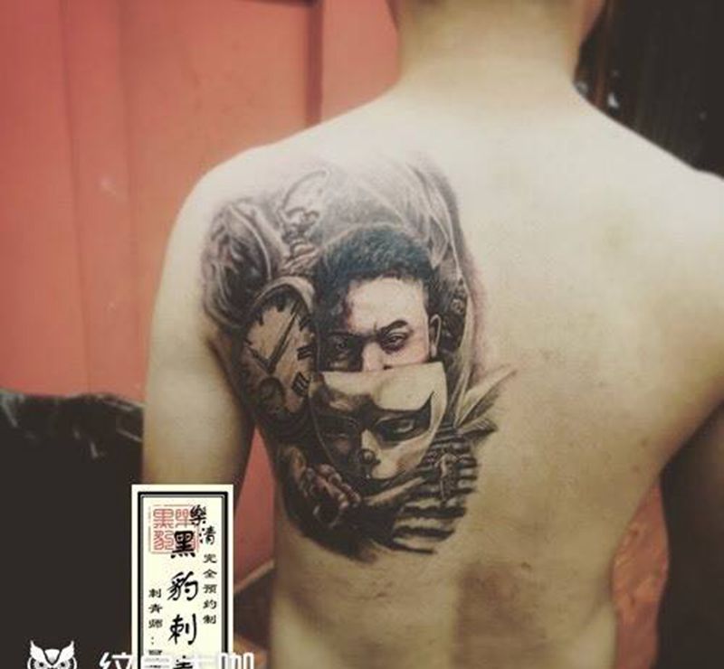 父爱纹身图片_成品肩部欧美人物原创纹身图案