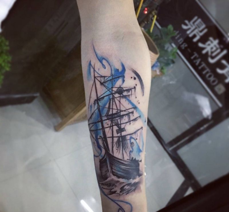 1纹身图片_成品手臂欧美几何字符静物纹身图案