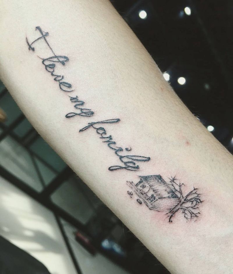 我爱我的家人纹身图片_成品手臂欧美习俗清新字符纹身图案