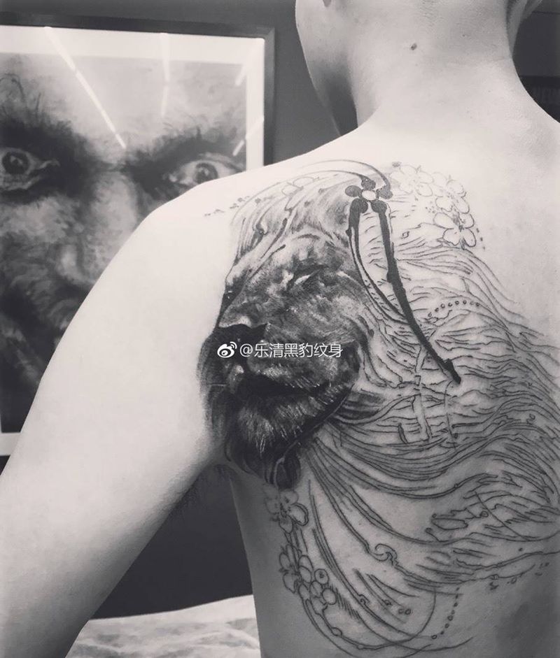 雄狮半成品纹身图片