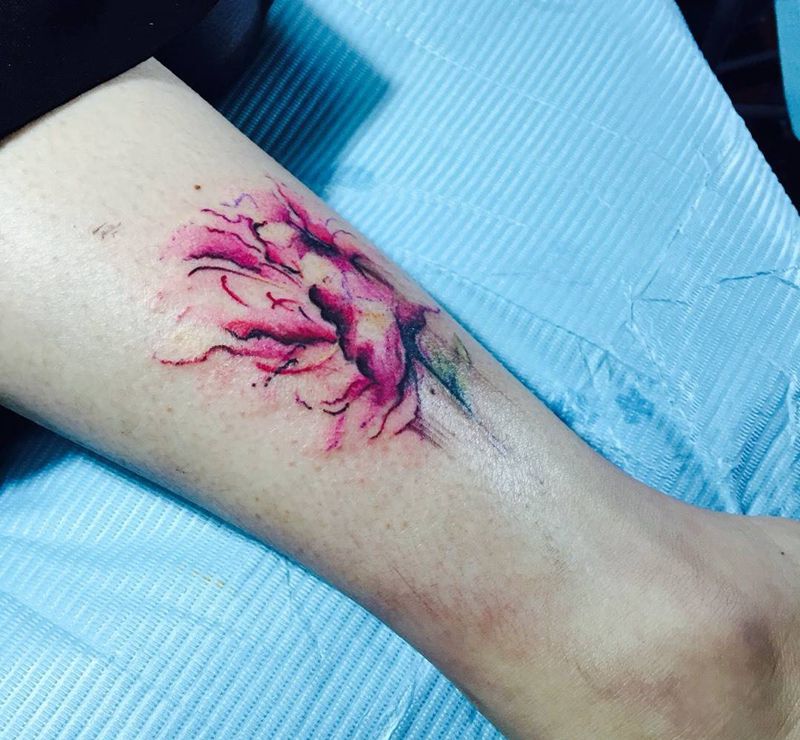 水彩花…纹身图片