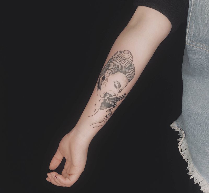 1纹身图片_手臂点刺纹身图案