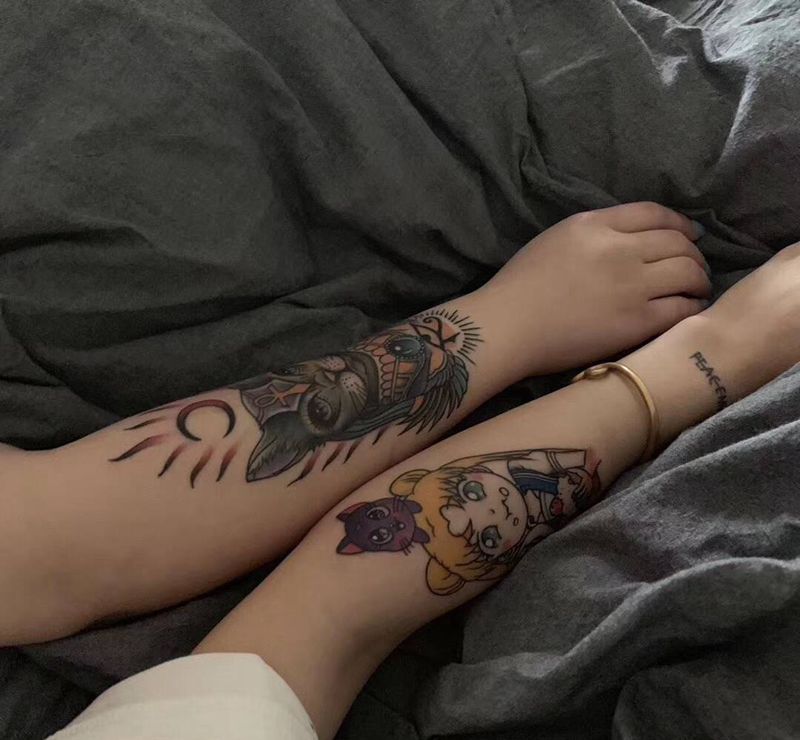 欧美拼接纹身图片_手臂New SchoolOld School纹身图案