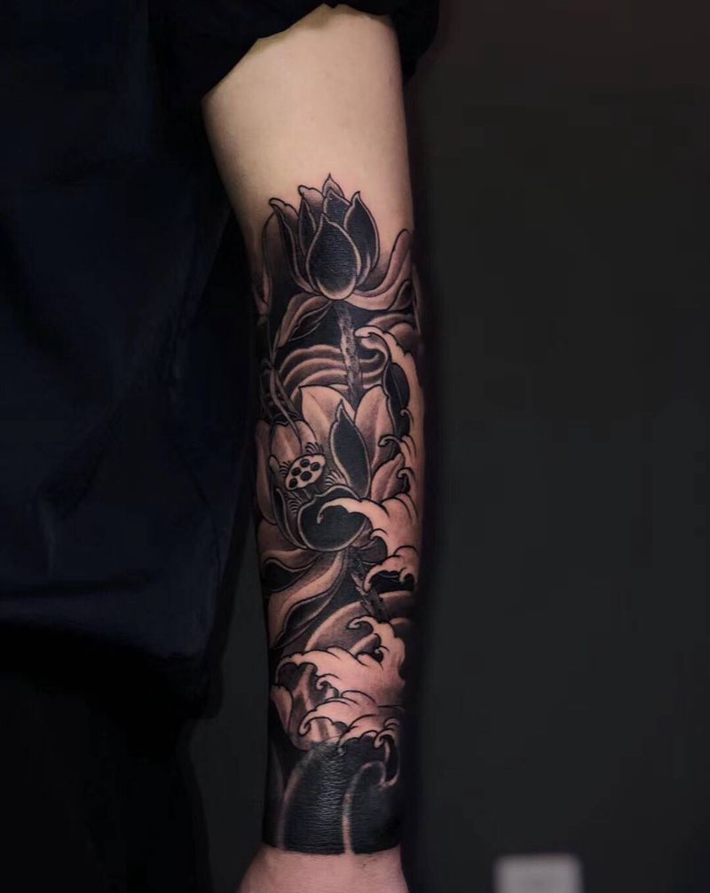 遮盖作品纹身图片_手臂新传统纹身图案