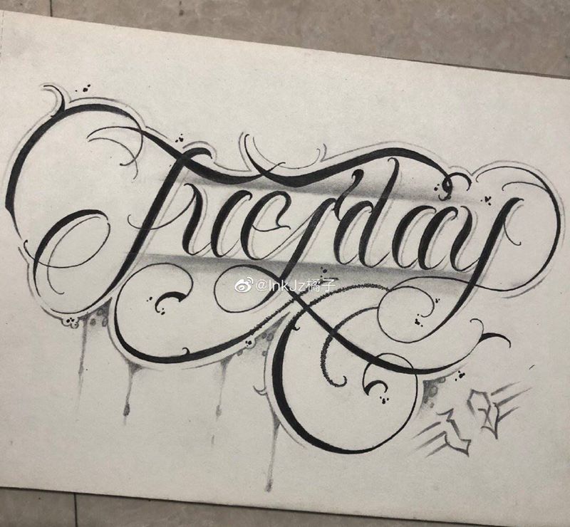 有偿设计纹身图片_花体字纹身图案