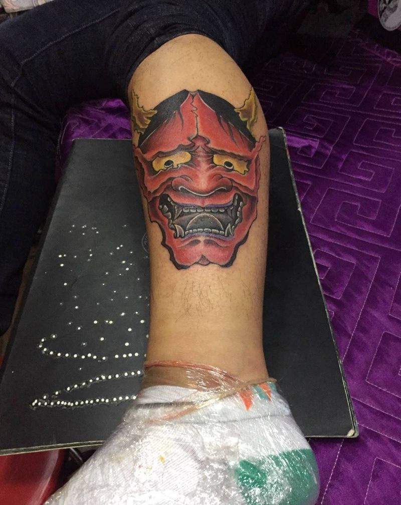 小腿般若完成纹身图片