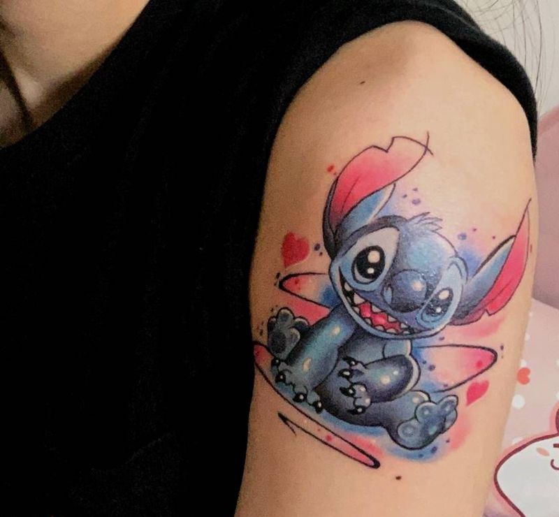 史迪仔纹身图片_手臂卡通纹身图案