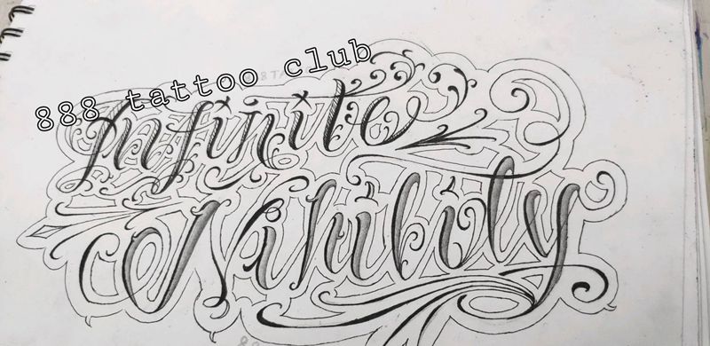 花体字定制设计手稿纹身图片_手部腿部花体字纹身图案