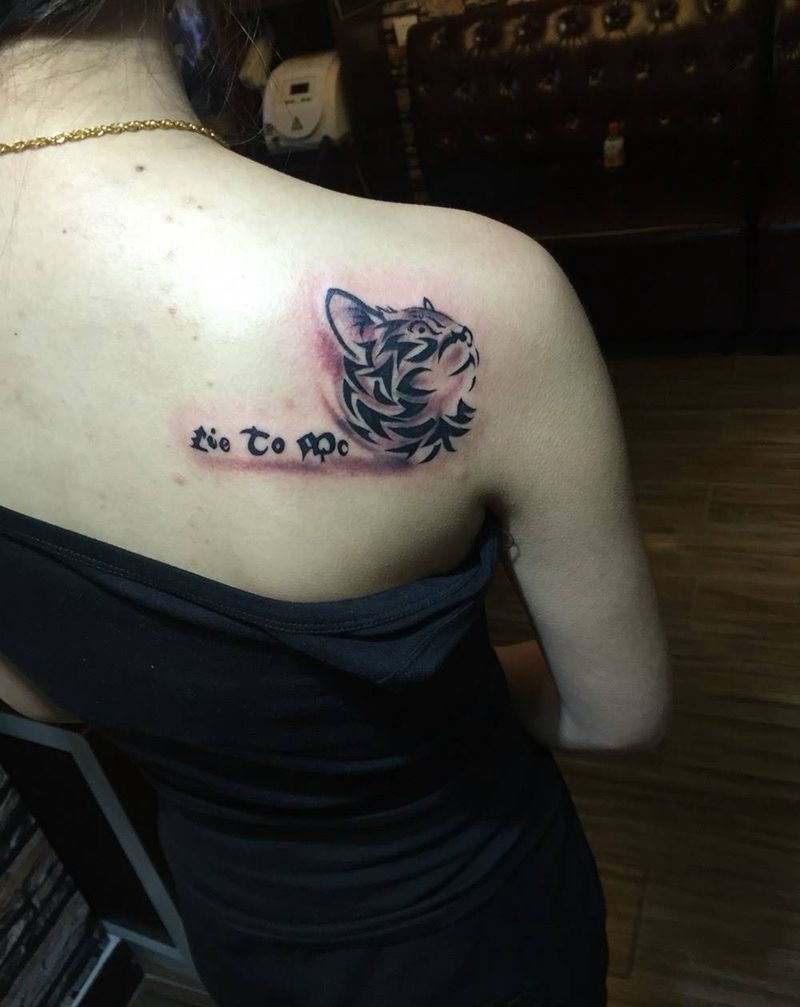 图腾猫纹身图片