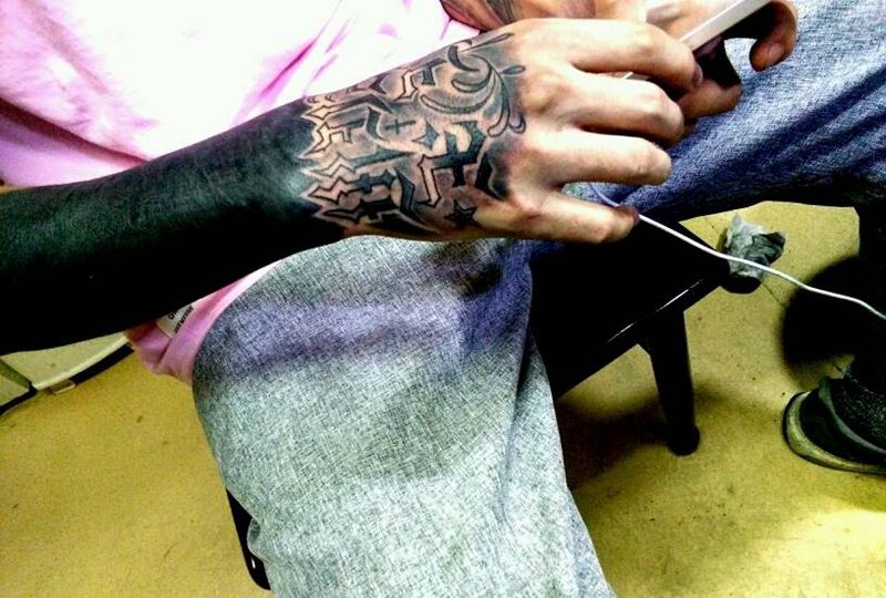 欧美黑臂纹身图片