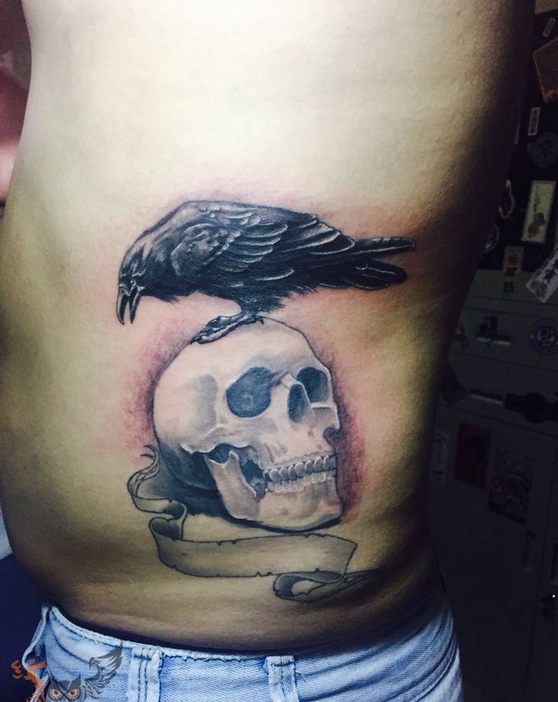 敢死队，乌鸦骷髅纹身图片