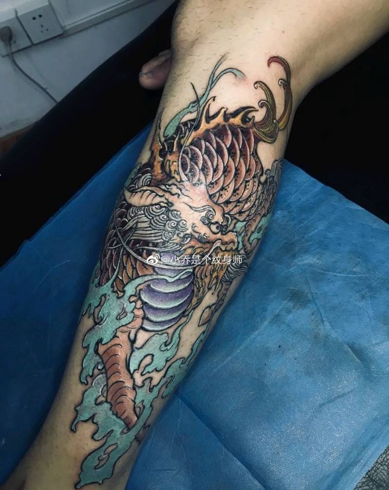 麒麟纹身图片_新传统纹身图案