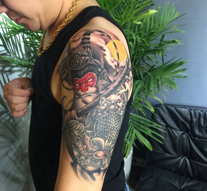 大臂悟空纹身图片